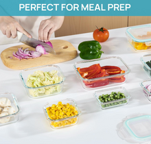 Load image into Gallery viewer, 15 Pack Glass Food Storage Containers, Meal Prep Containers, Airtight Glass Bento Boxes with Leak Proof Locking Lids, for Microwave, Oven, Freezer and Dishwasher