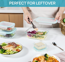 Load image into Gallery viewer, 15 Pack Glass Food Storage Containers, Meal Prep Containers, Airtight Glass Bento Boxes with Leak Proof Locking Lids, for Microwave, Oven, Freezer and Dishwasher