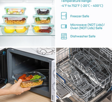 Load image into Gallery viewer, 15 Pack Glass Food Storage Containers, Meal Prep Containers, Airtight Glass Bento Boxes with Leak Proof Locking Lids, for Microwave, Oven, Freezer and Dishwasher