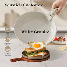 Load image into Gallery viewer, 12-Piece White Granite Nonstick Cookware Set – Stackable with Detachable Handles for Small Kitchens